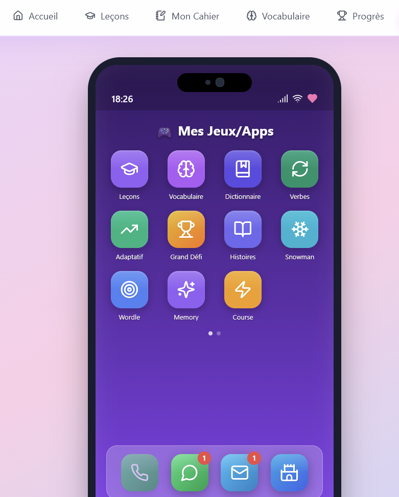 Suite de mini-jeux sur mobile