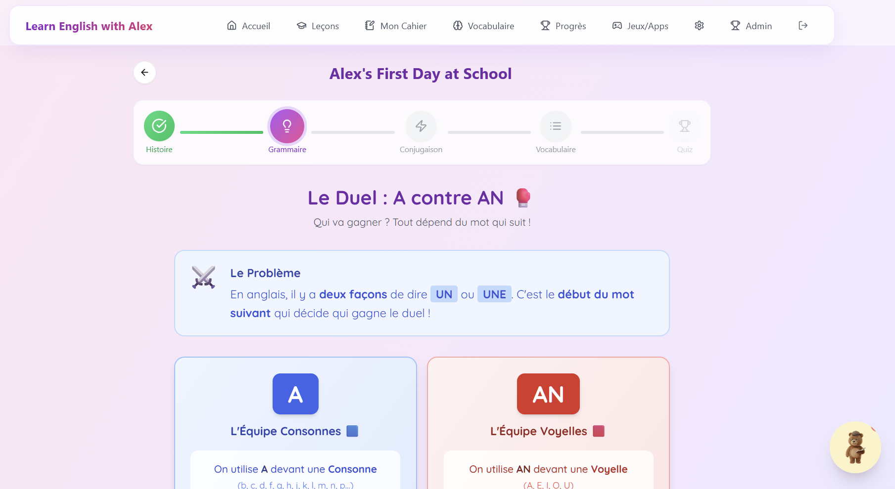 Mini-jeu du duel grammatical