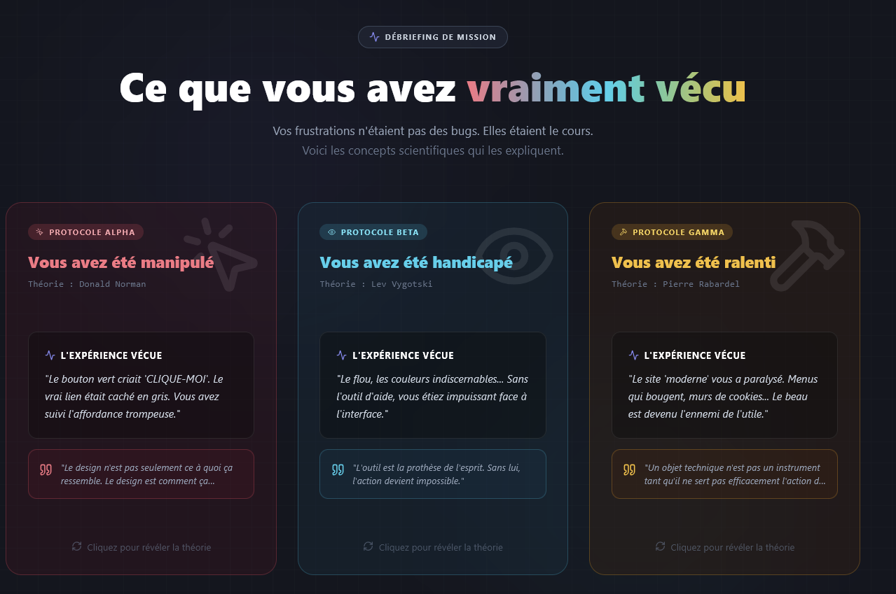 Écran de débriefing de mission
