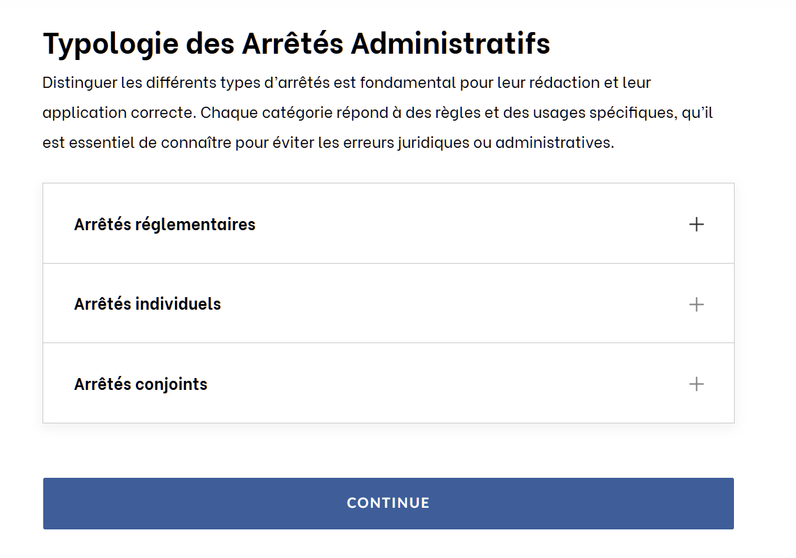 Écran sur les fondements et la typologie des arrêtés