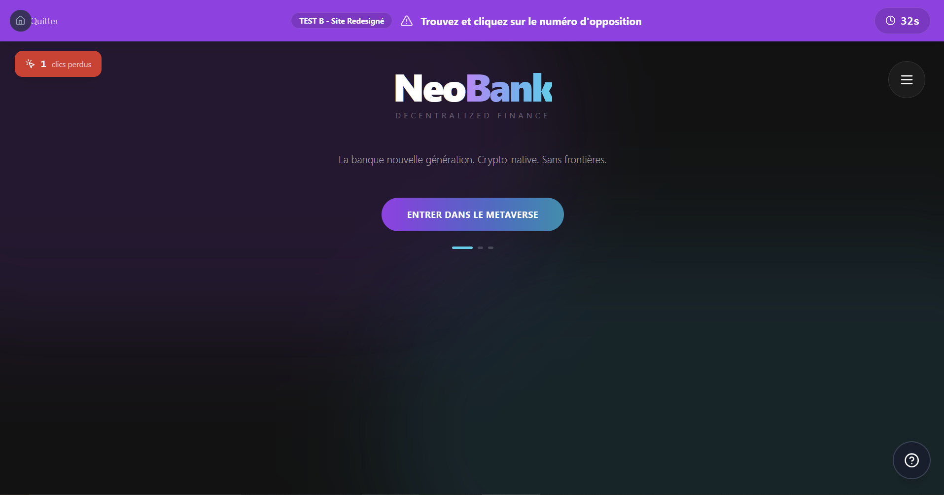Interface NeoBank du protocole Alpha